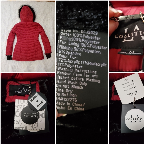 (SOLD) COALITION LA WINE VEGAN PUFFER COAT! - Picture 8 of 8